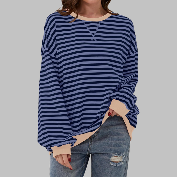 LUKA™ - Casual Long Sleeve Round Neck Striped Sweatshirt
