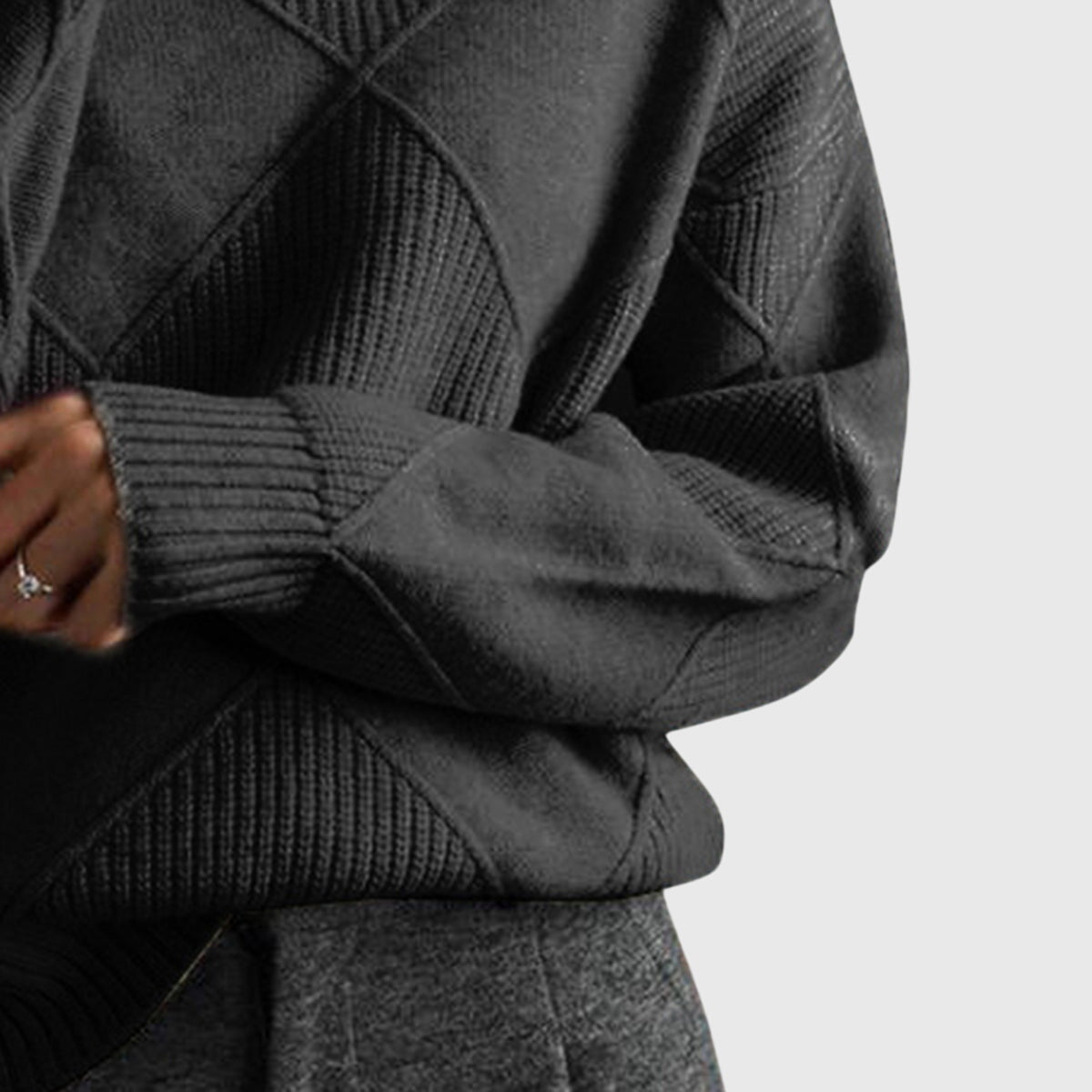 Angela - Modern Geometric Turtleneck Sweater
