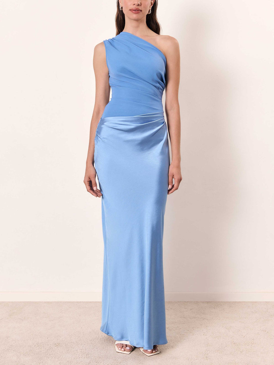 Women's Elegant One Shoulder Pleated Party Maxi Dress