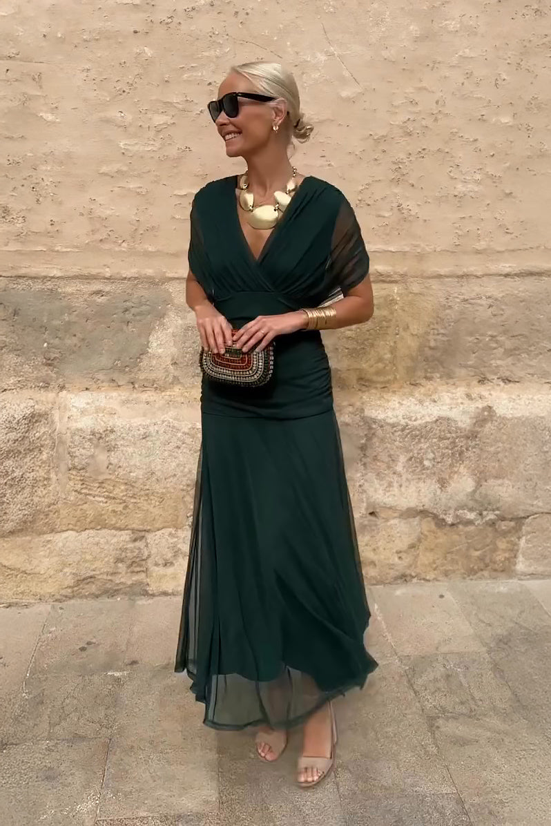 Louise | Elegant Maxi Party Dress with V-Neck