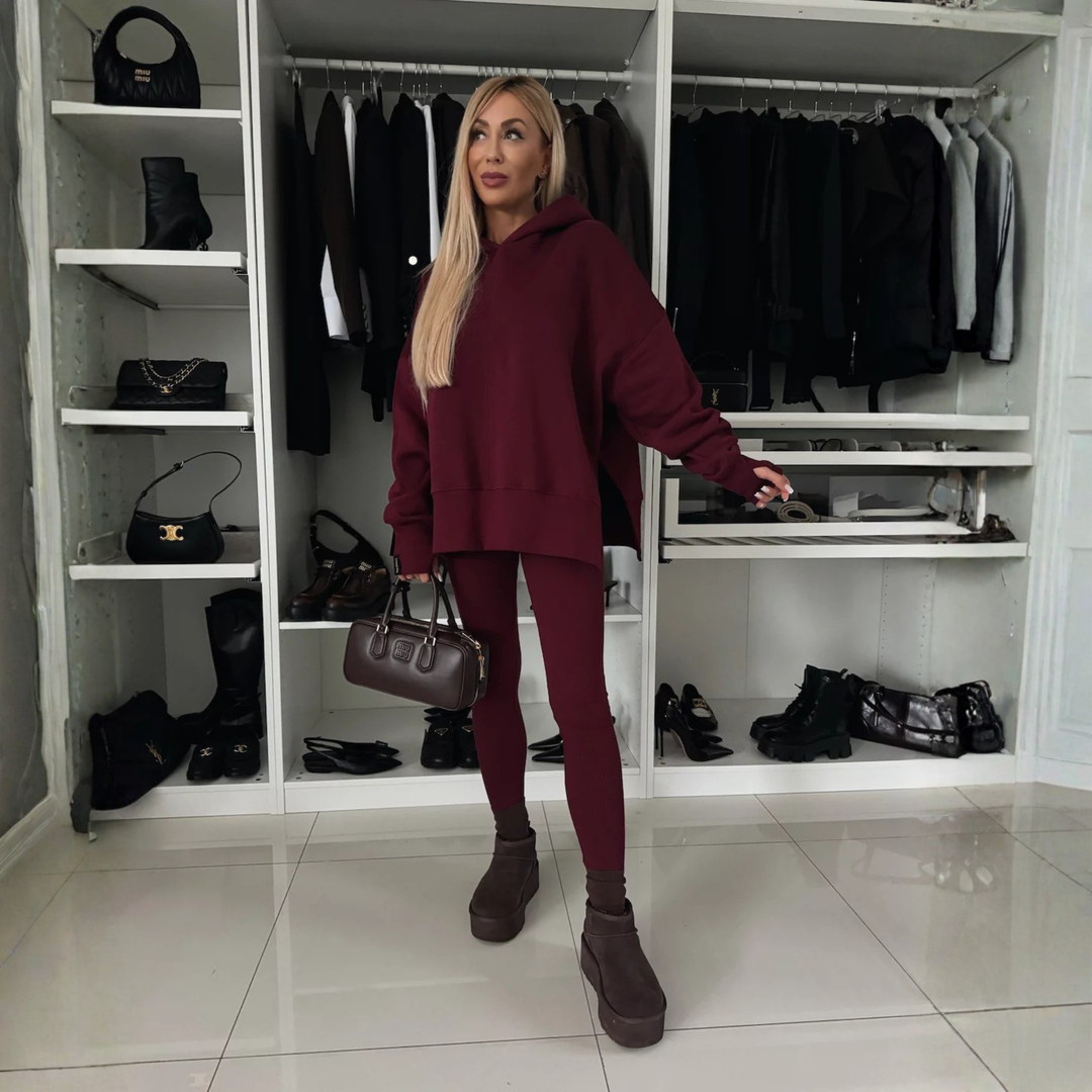 SANIA™ - Casual Long Sleeve Hoodie and Skinny Pants Set