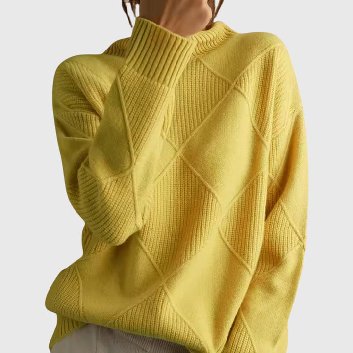 Angela - Modern Geometric Turtleneck Sweater
