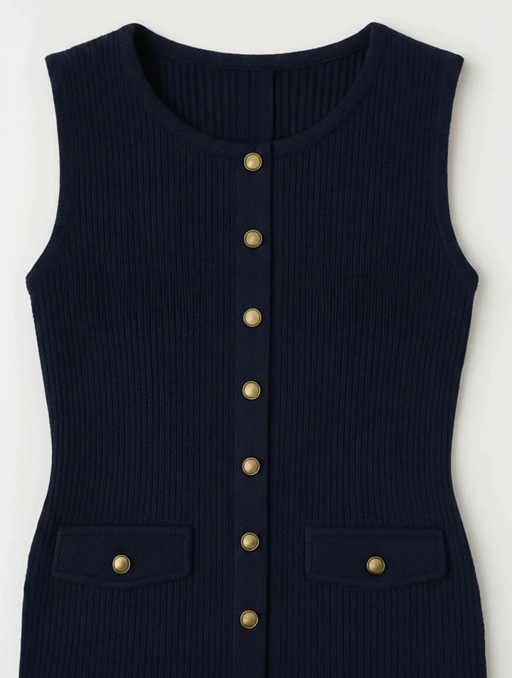 Button-Front A-Line Midi Dress for Women