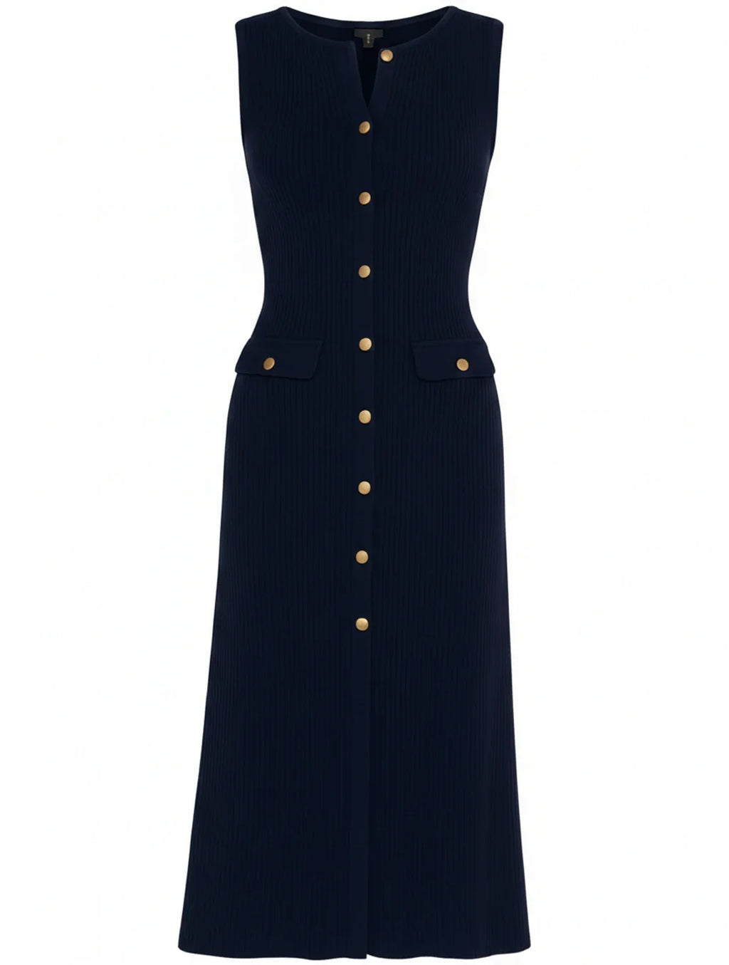 Button-Front A-Line Midi Dress for Women