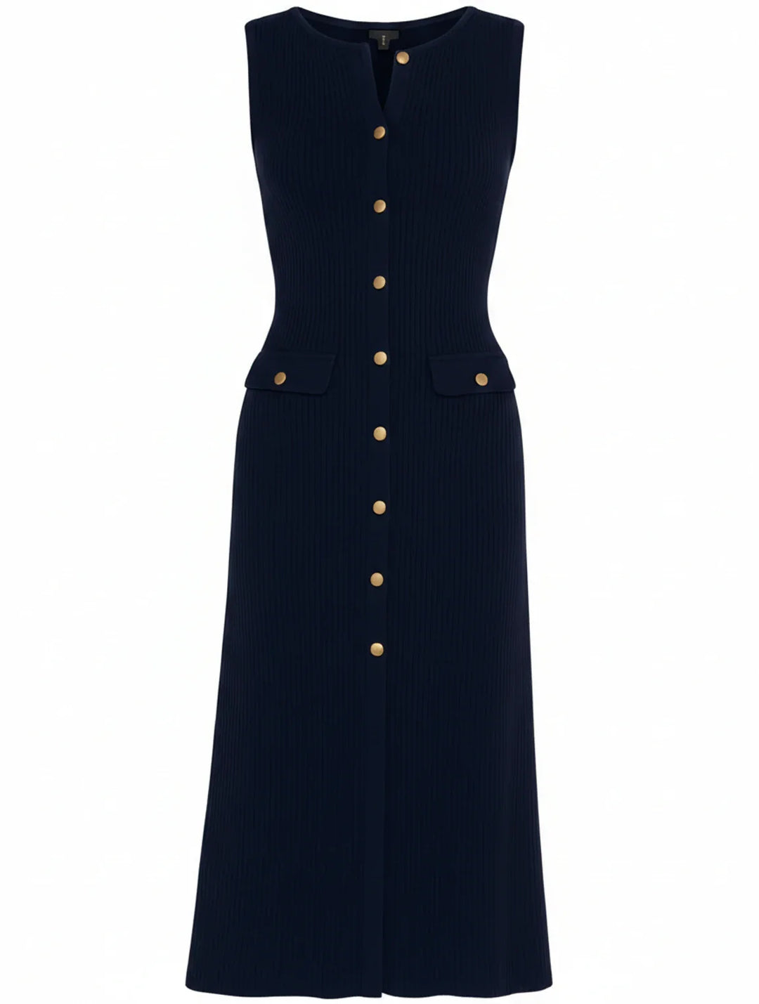 Button-Front A-Line Midi Dress for Women