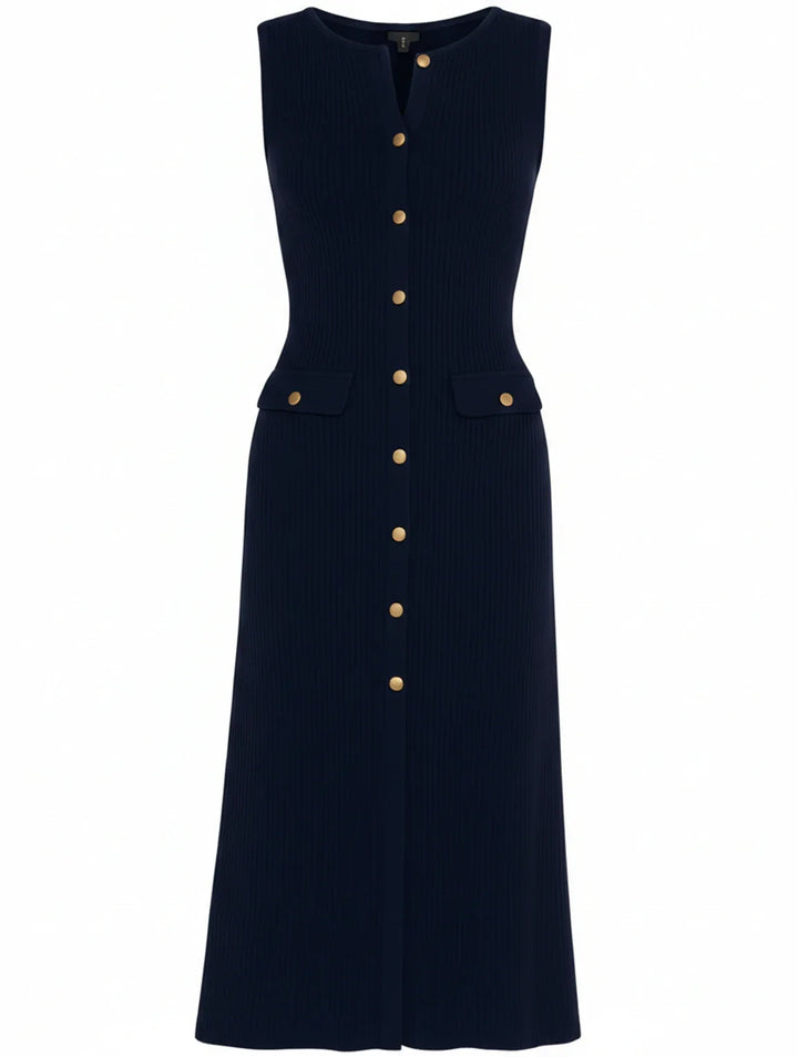 Button-Front A-Line Midi Dress for Women