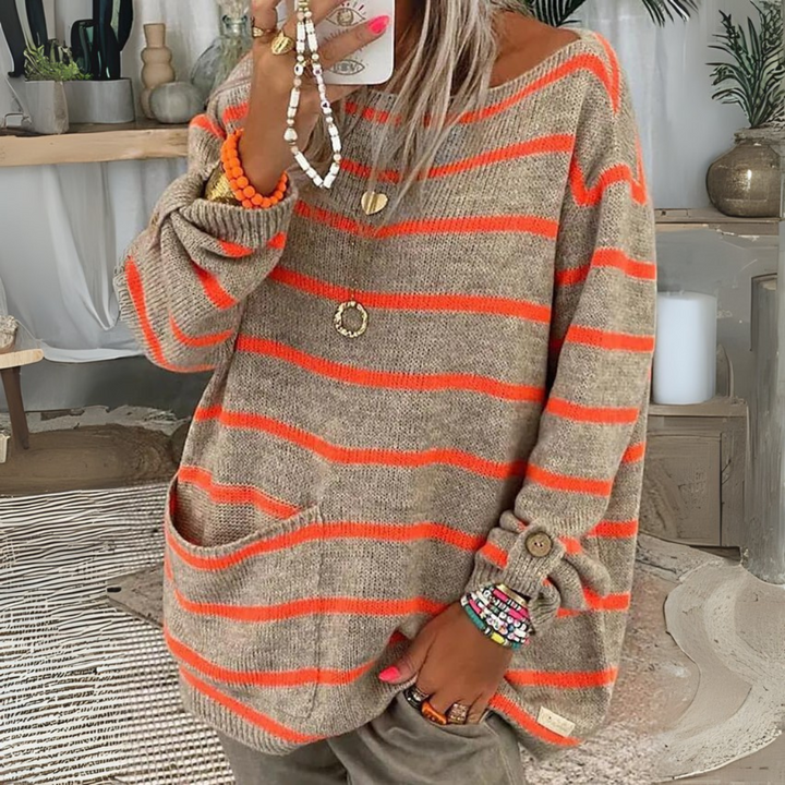 QWARA™ - Casual Drop Shoulder Long Sleeve Sweater