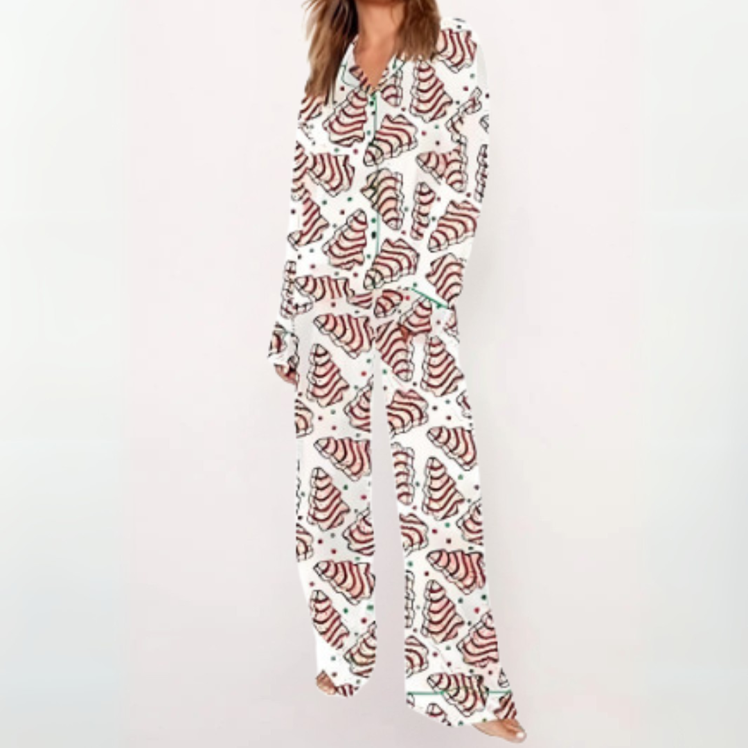 SYLIA™ - Casual Printed Button Down Top and Comfy Pajama