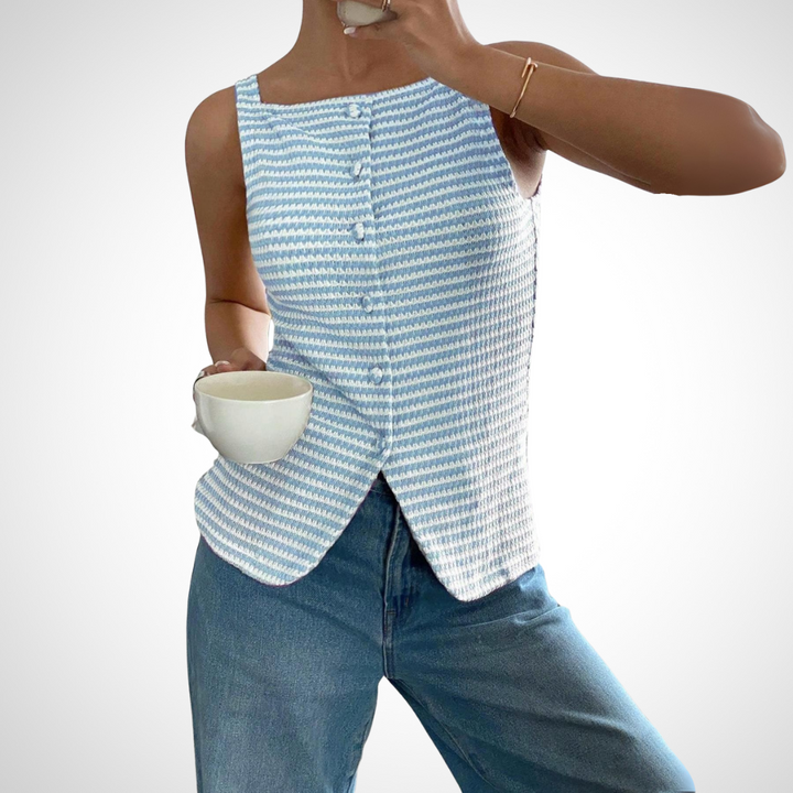 QUANDA™ - Classy Button Front Sleeveless Tank Top