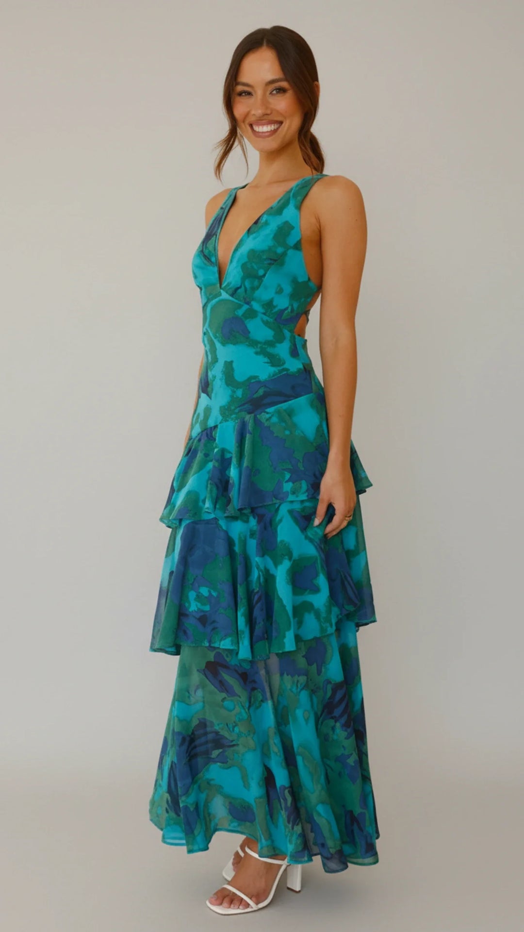Floral V-Neck Sundress Maxi Dress for Women