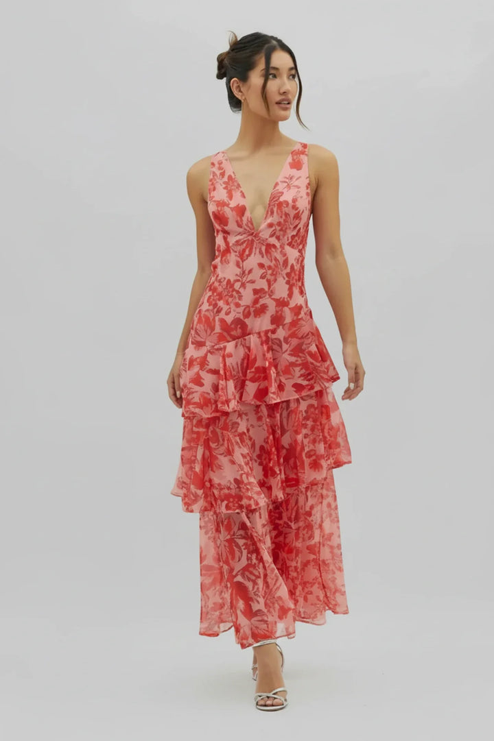 Floral V-Neck Sundress Maxi Dress for Women