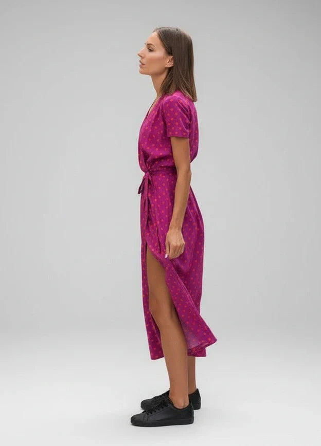 Floral Wrap Midi Dress for Women