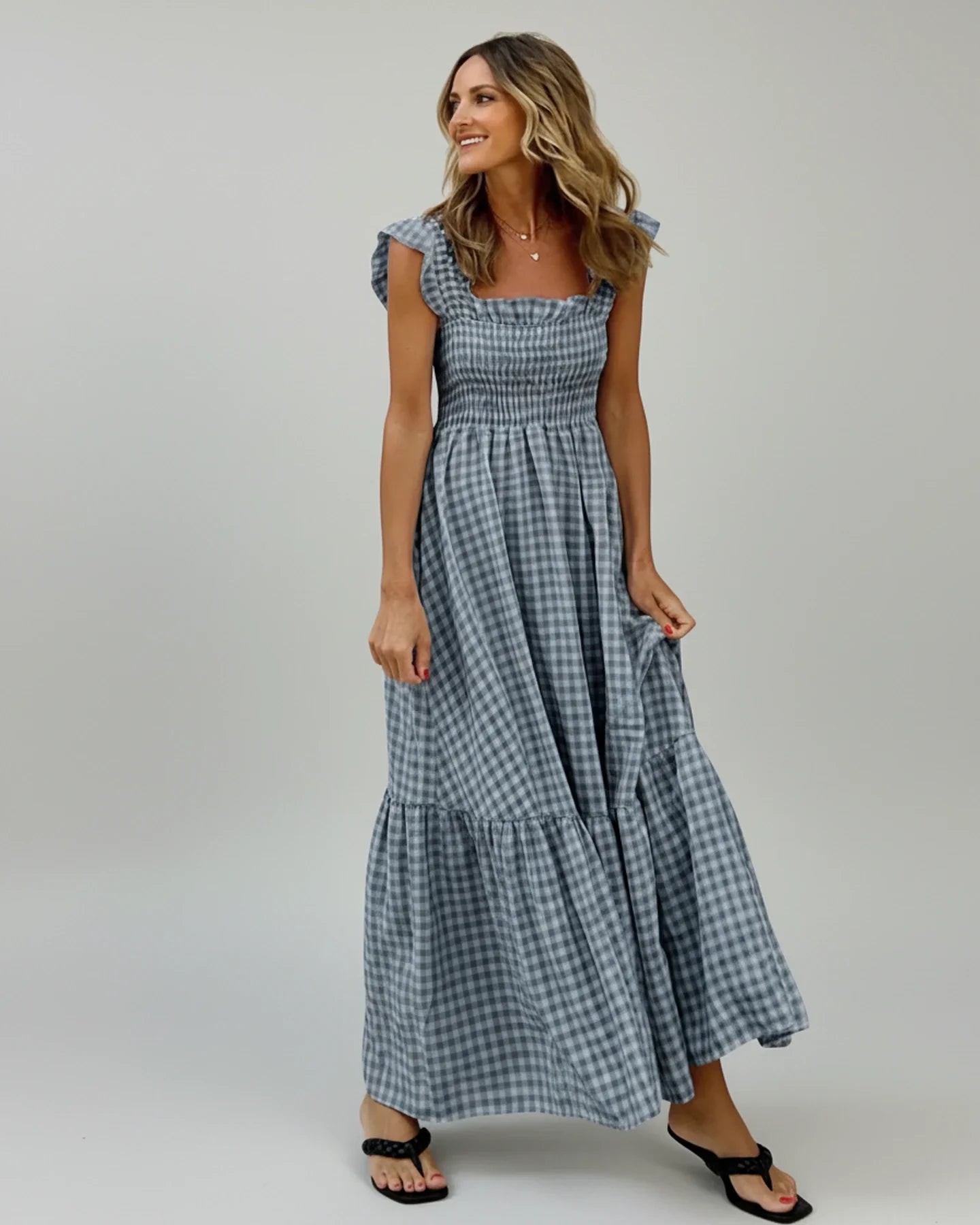 Women's Gingham Summer Maxi Dress