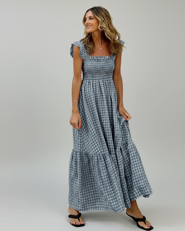 Women's Gingham Summer Maxi Dress