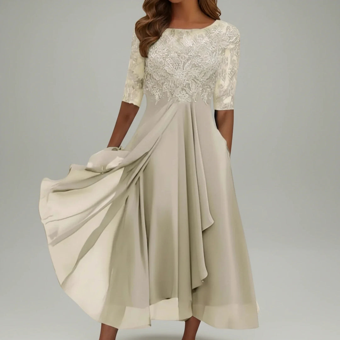 Lace A-Line Midi Dress for Women