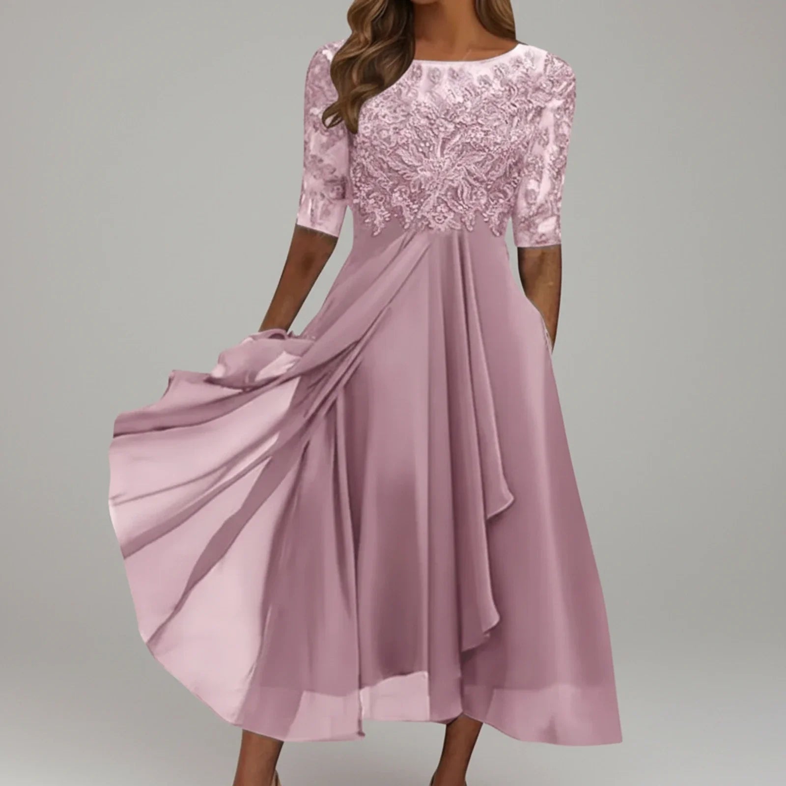Lace A-Line Midi Dress for Women