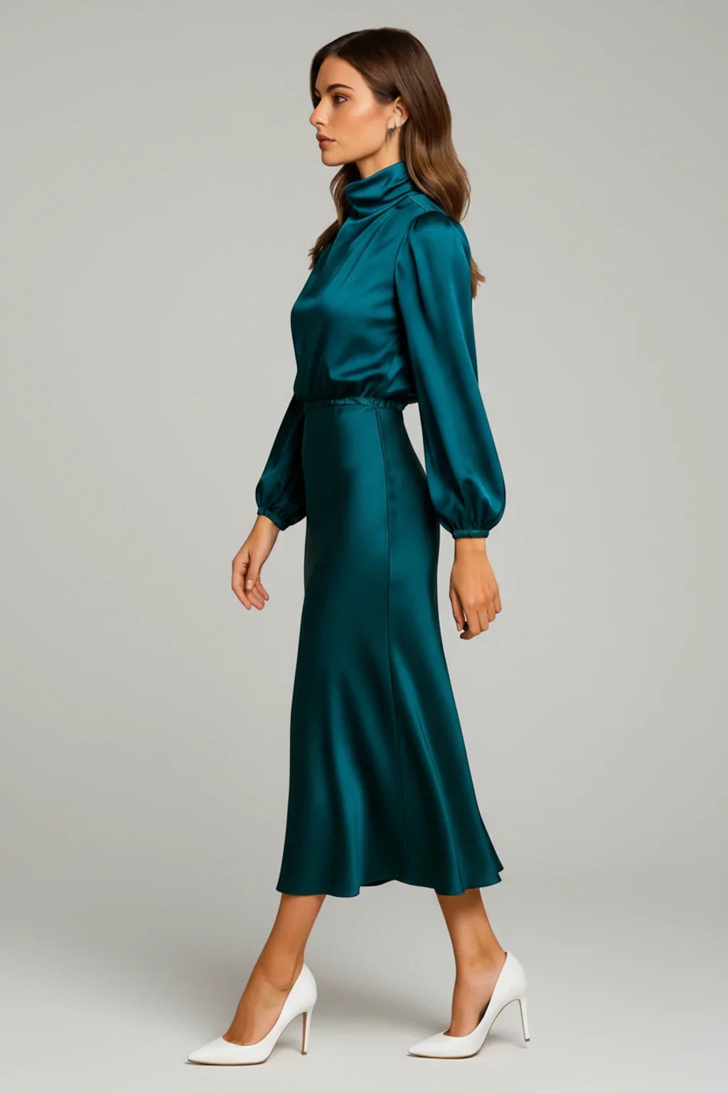 Long Sleeve A-Line Midi Dress for Women
