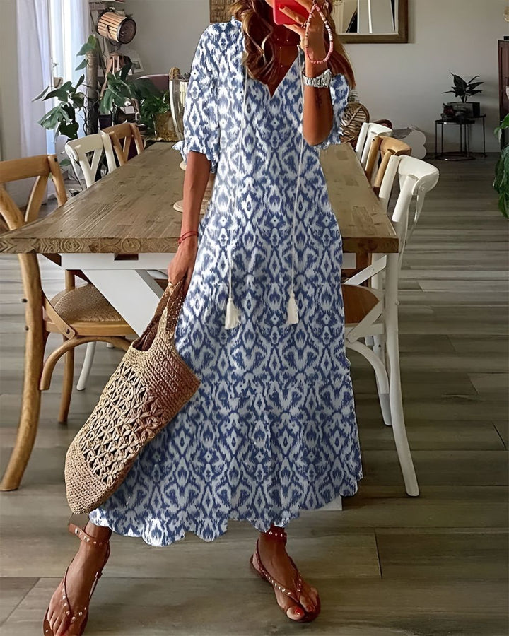 Women's Boho Maxi Dress - Bohemian Floral Long Dress
