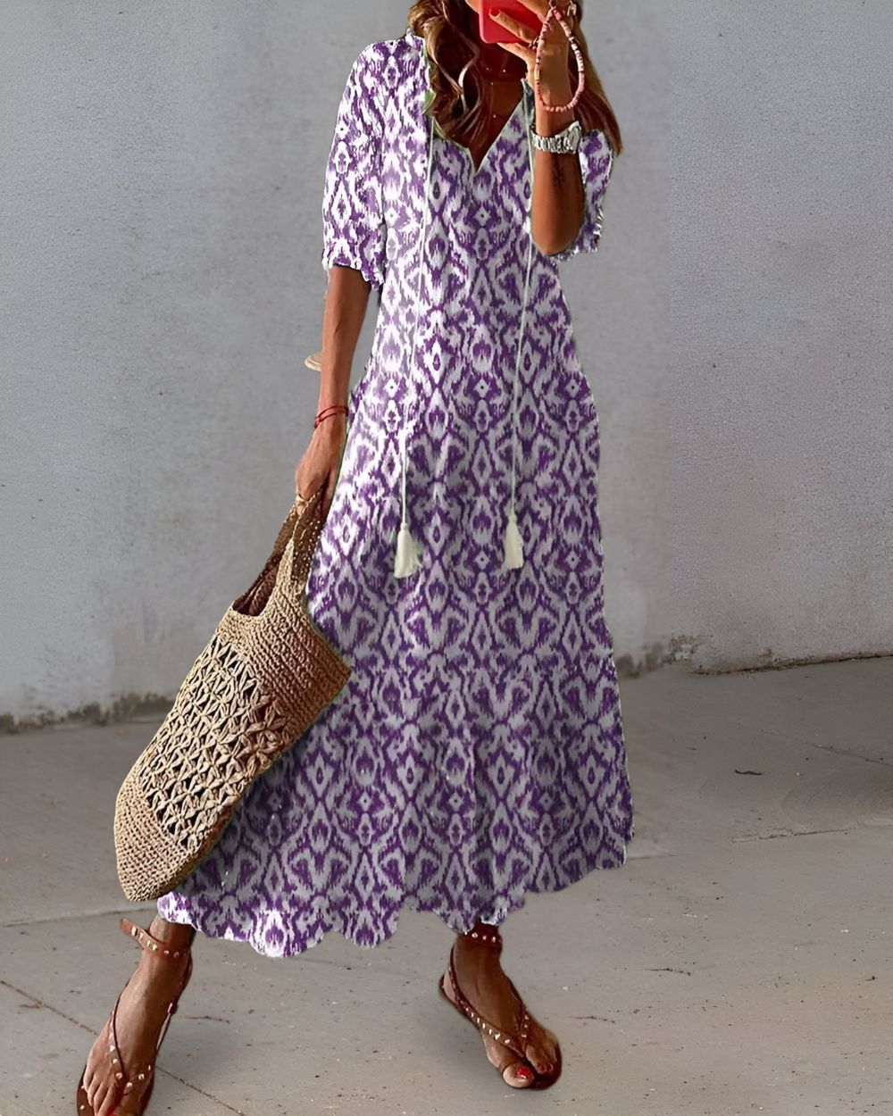 Women's Boho Maxi Dress - Bohemian Floral Long Dress