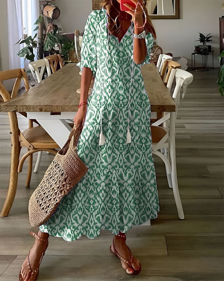 Women's Boho Maxi Dress - Bohemian Floral Long Dress