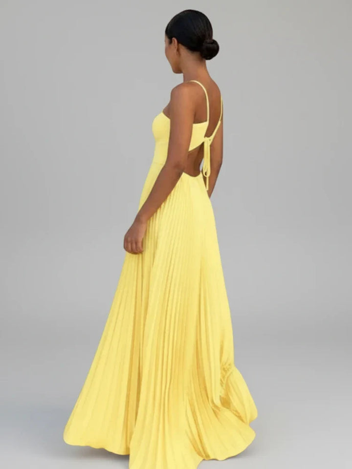Pleated A-Line Maxi Dress for Women