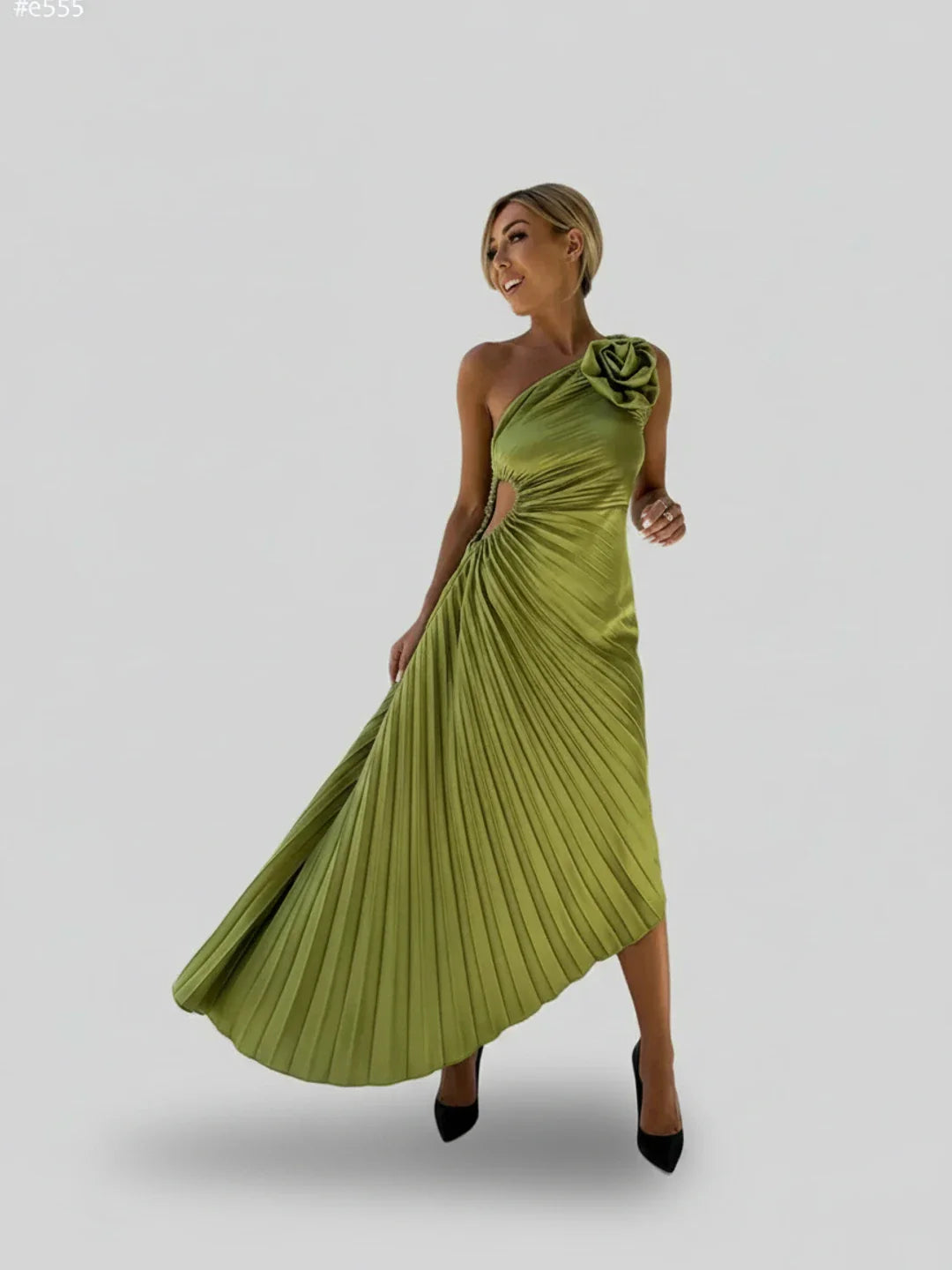 Pleated A-Line Midi Dress for Women