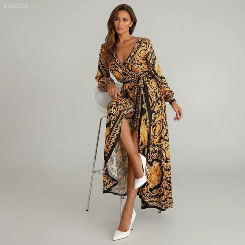 Printed Wrap Maxi Dress for Women