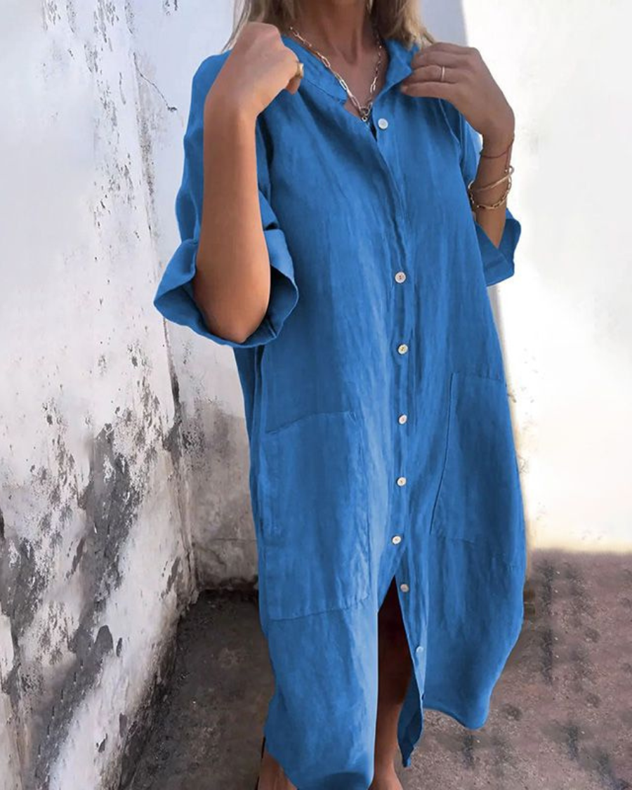 Shirt Dress for Women – Button Front Design | Short Sleeves & Pockets