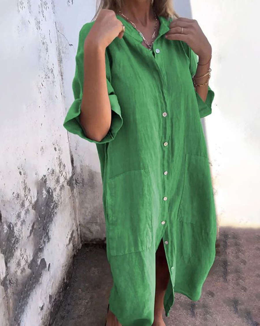 Shirt Dress for Women – Button Front Design | Short Sleeves & Pockets