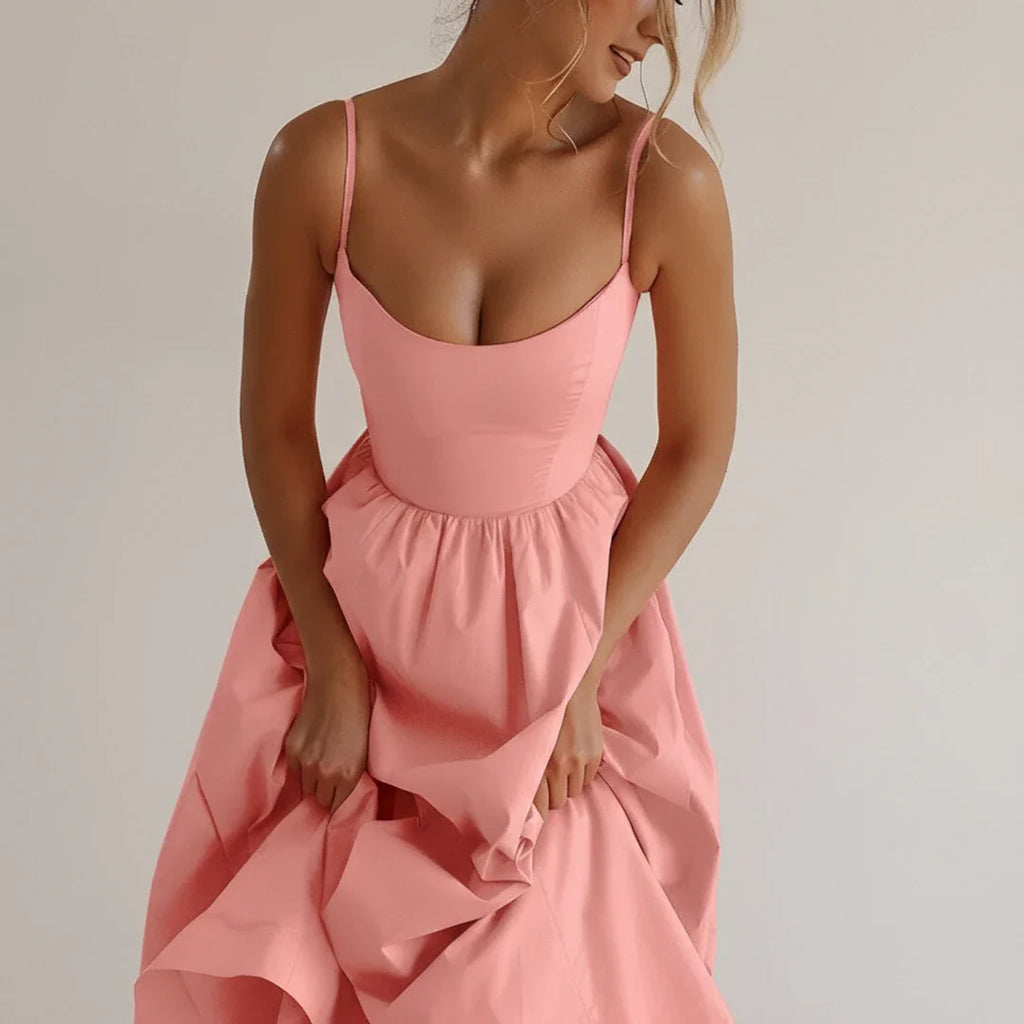 Women's Spaghetti Strap A-Line Midi Dress