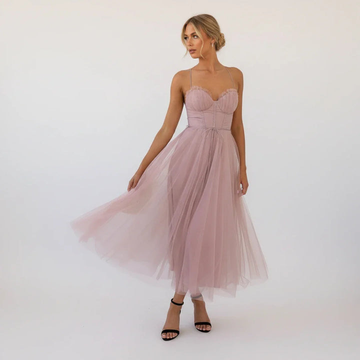 Spaghetti Strap A-Line Midi Dress for Women