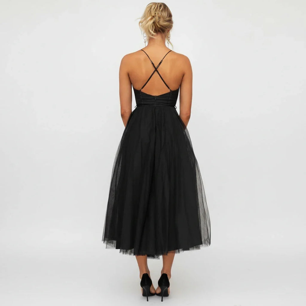 Spaghetti Strap A-Line Midi Dress for Women