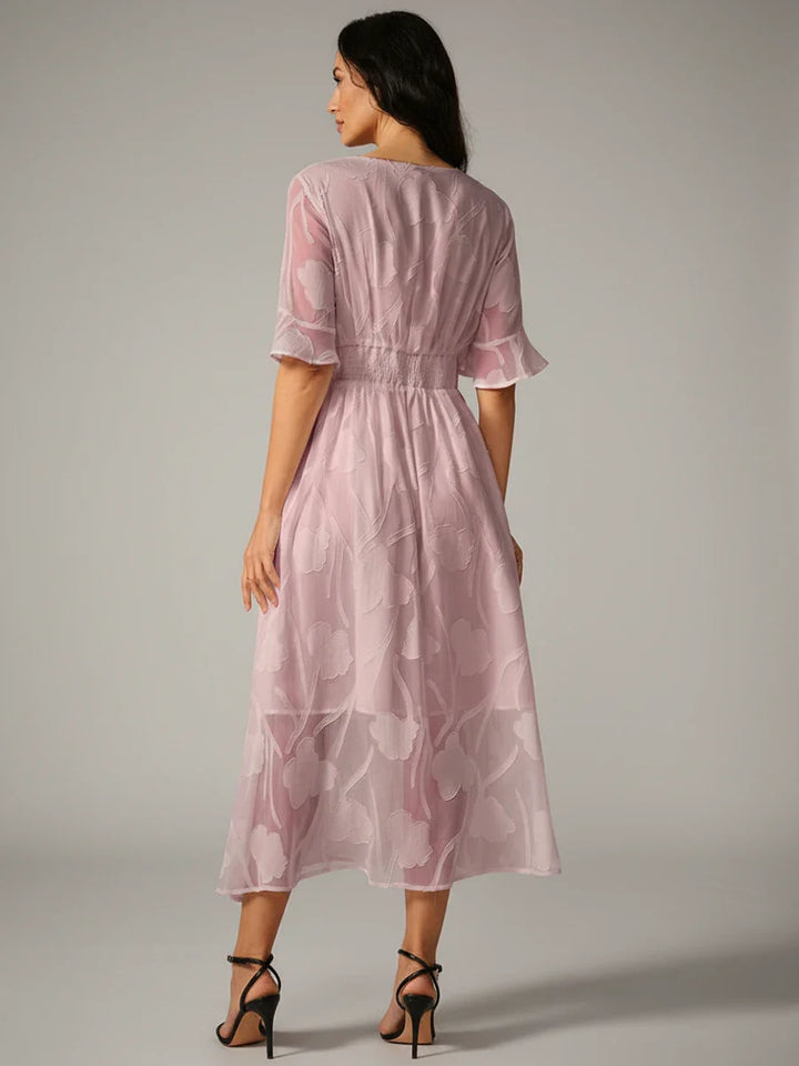 V-Neck A-Line Midi Dress for Women