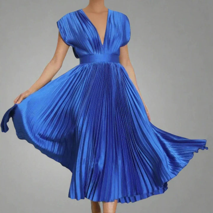 V-Neck A-Line Midi Dress for Women