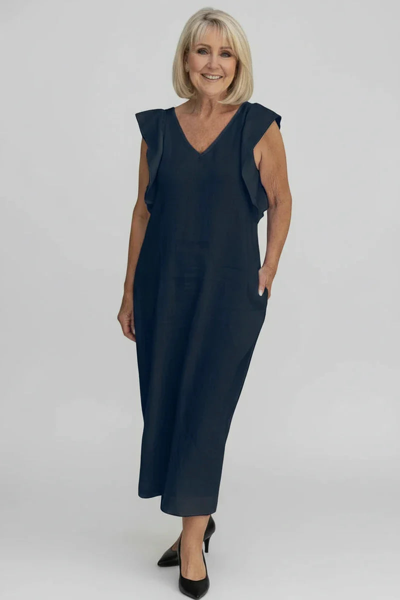 V-Neck Sleeveless Midi Dress for Women