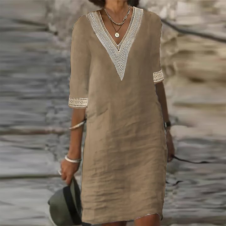 Angela | Women's V-Neck A-Line Mini Dress