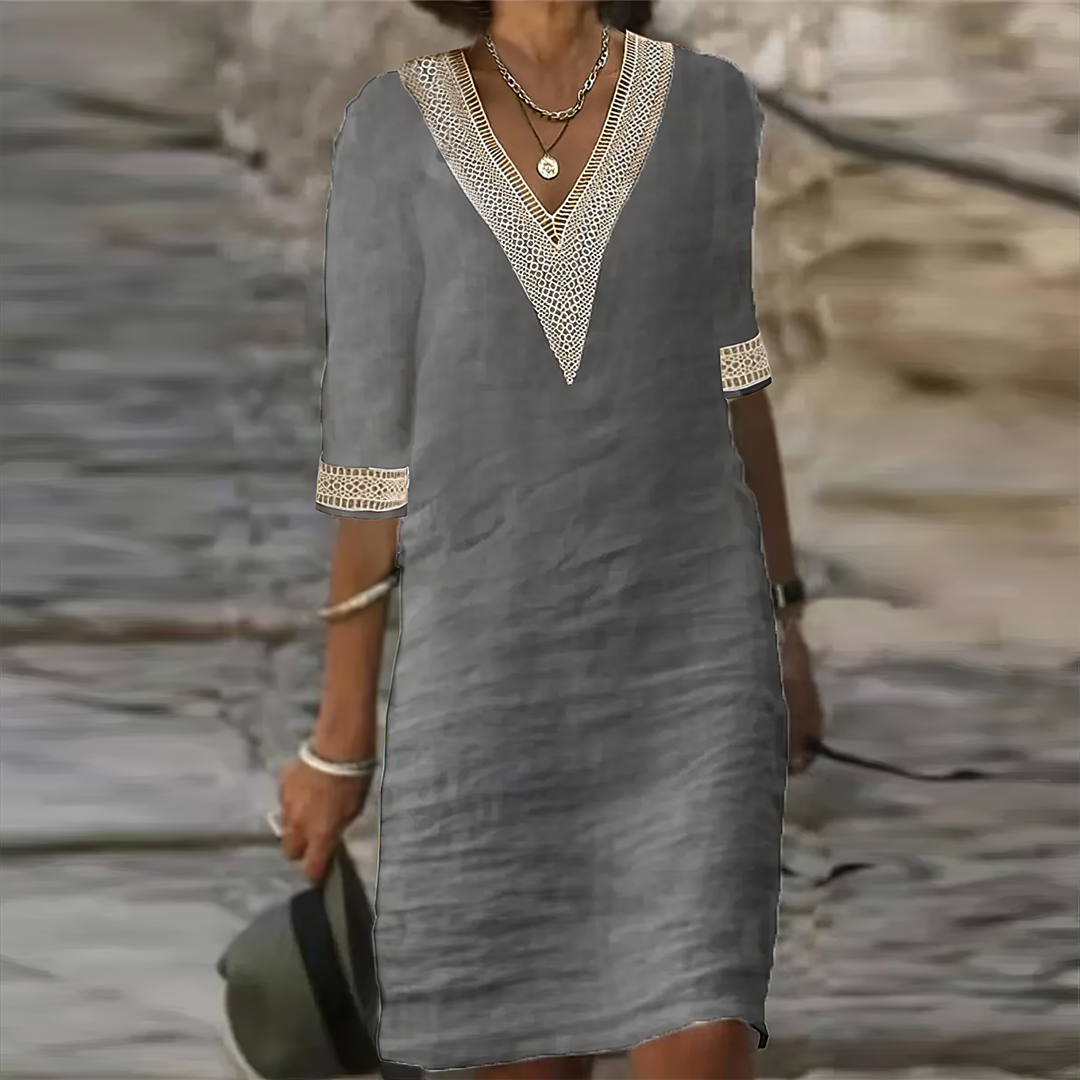Angela | Women's V-Neck A-Line Mini Dress
