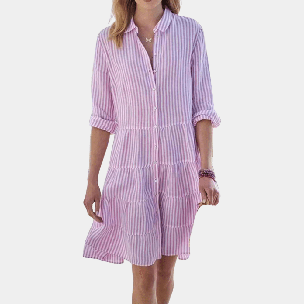 Bella | Women's V-Neck Striped Tiered Mini Dress