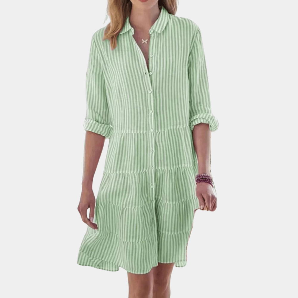 Bella | Women's V-Neck Striped Tiered Mini Dress