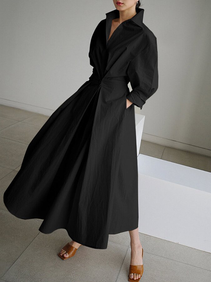 Cara | Women's V-Neck A-Line Midi Dress