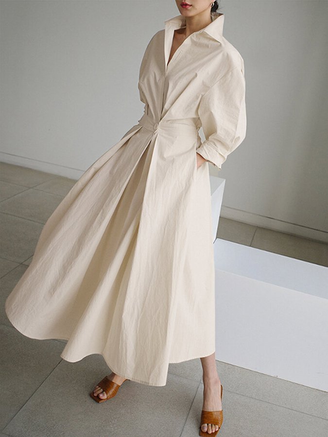 Cara | Women's V-Neck A-Line Midi Dress