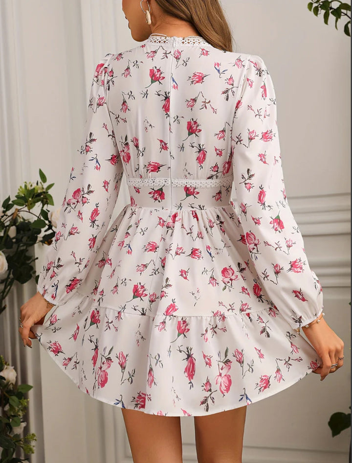 Carolyn | Women's Long Sleeve V-Neck A-Line Mini Dress