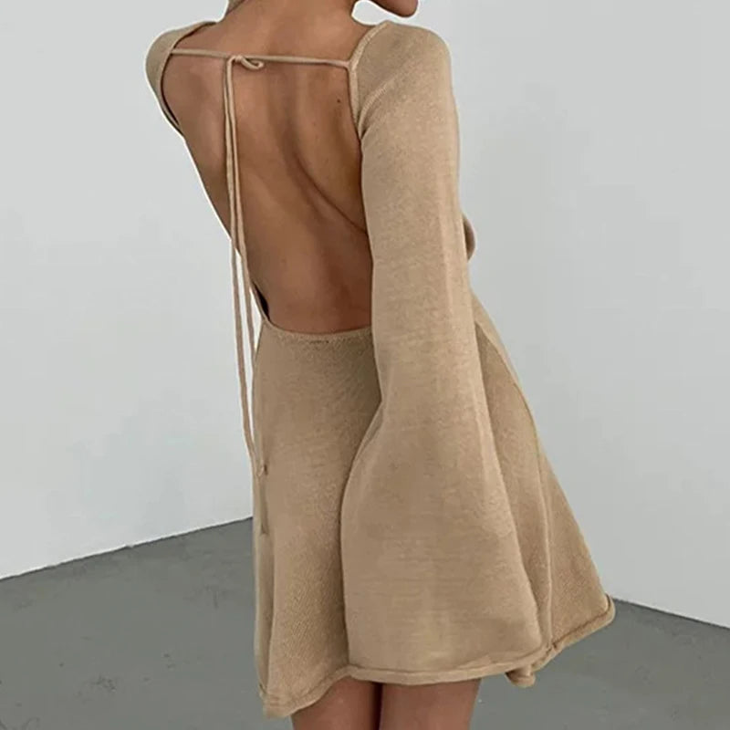 Chelsea | Women's Long Sleeve Backless Mini Dress