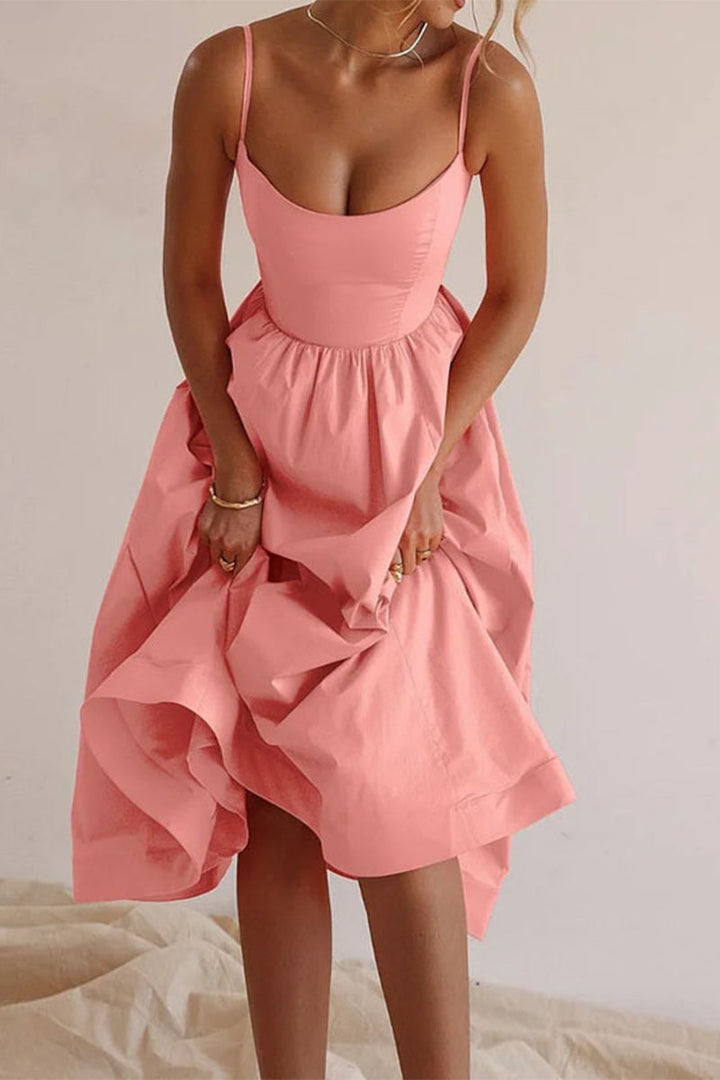 Clara | Women's Spaghetti Strap A-Line Midi Dress