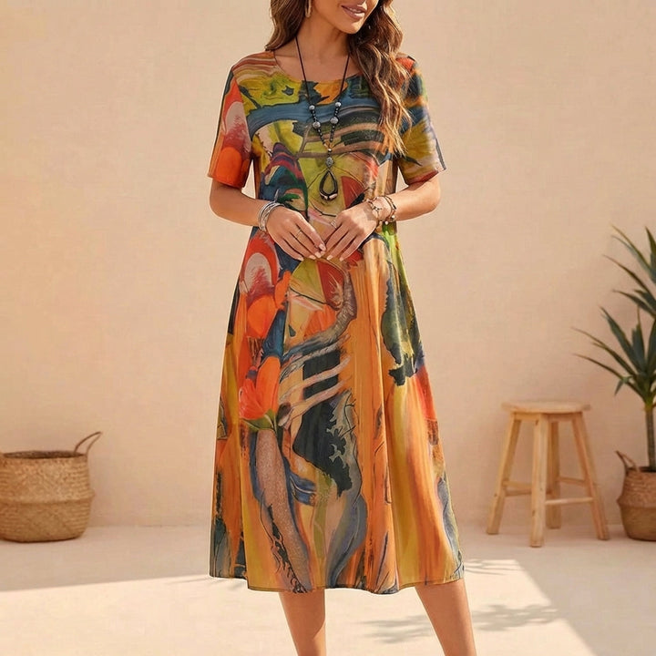 Dianna | Women's Short Sleeve A-Line Midi Dress