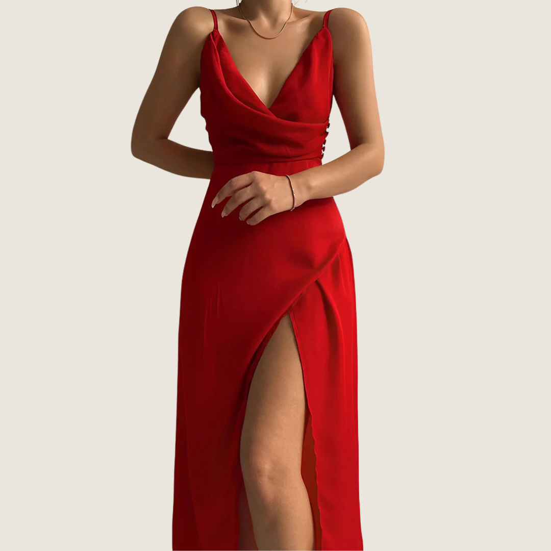 Dominique | Women's V-Neck Slip Midi Dress