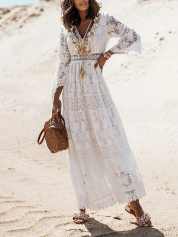 Doris | Women's V-Neck Lace Maxi Dress