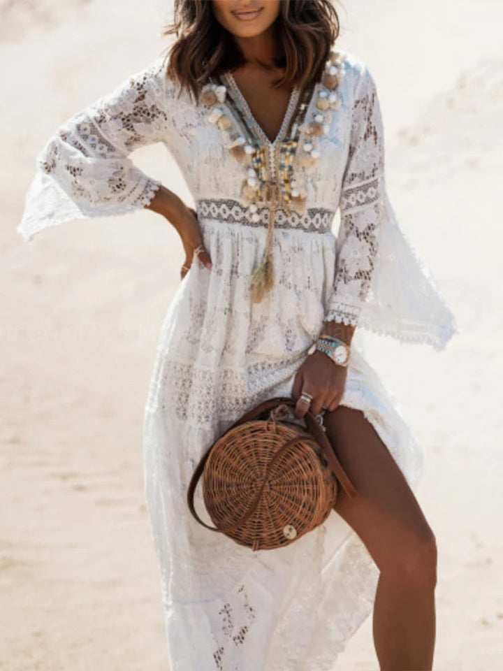Doris | Women's V-Neck Lace Maxi Dress