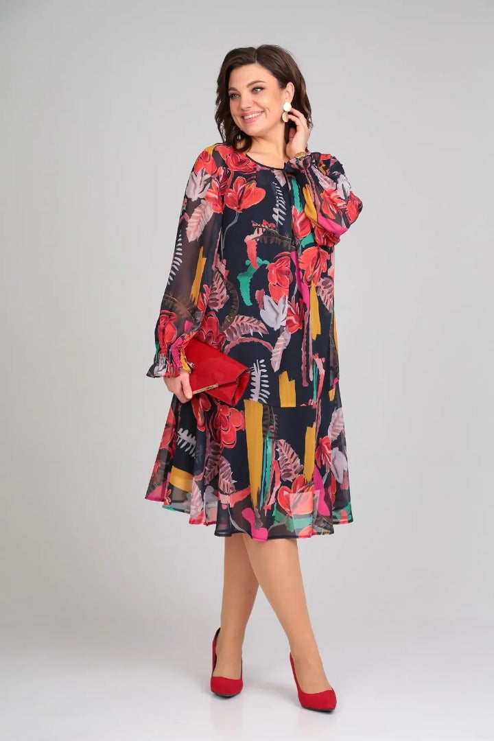 Ellen | Women's Long Sleeve A-Line Midi Dress