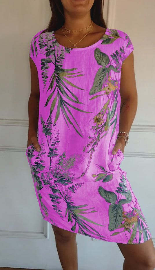 Emily | Women's Floral Print Casual T-Shirt Dress